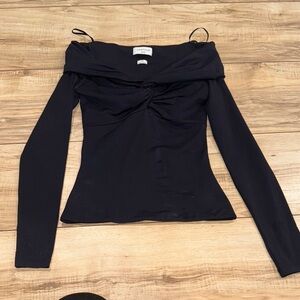 Aritzia Black Off-Shoulder Long Sleeve Blouse